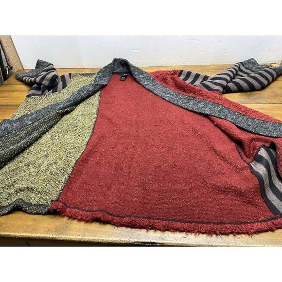 Ali Miles Boucle Knit Flyaway Colorblock 3/4 Sleeve Cardigan Sweater Womens 2X - Picture 11 of 12